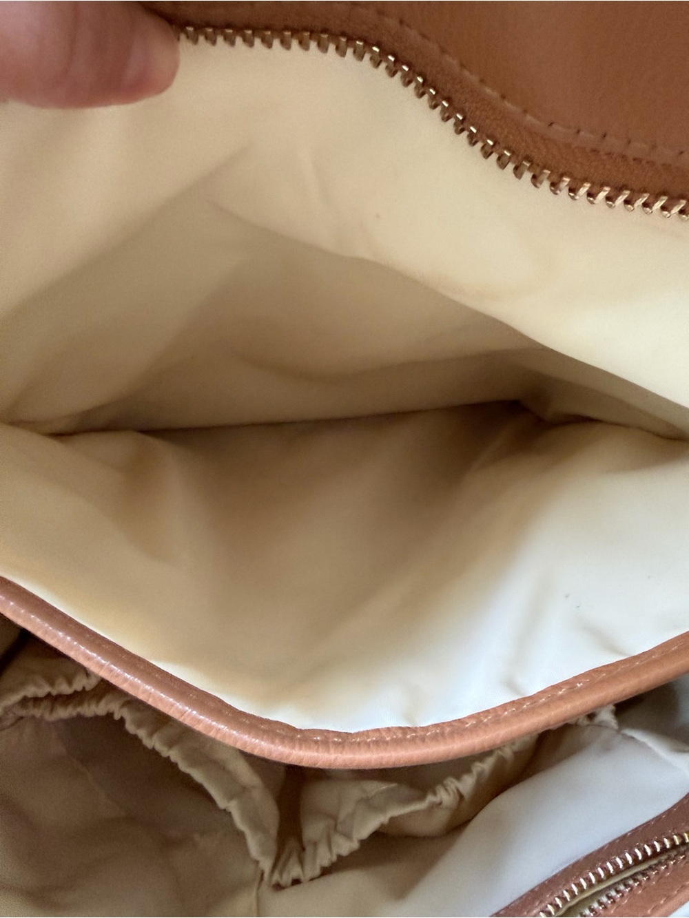 Mina Baie Harper Leather Midi Backpack Bag Tan Shoulder Strap - Picture 8 of 12